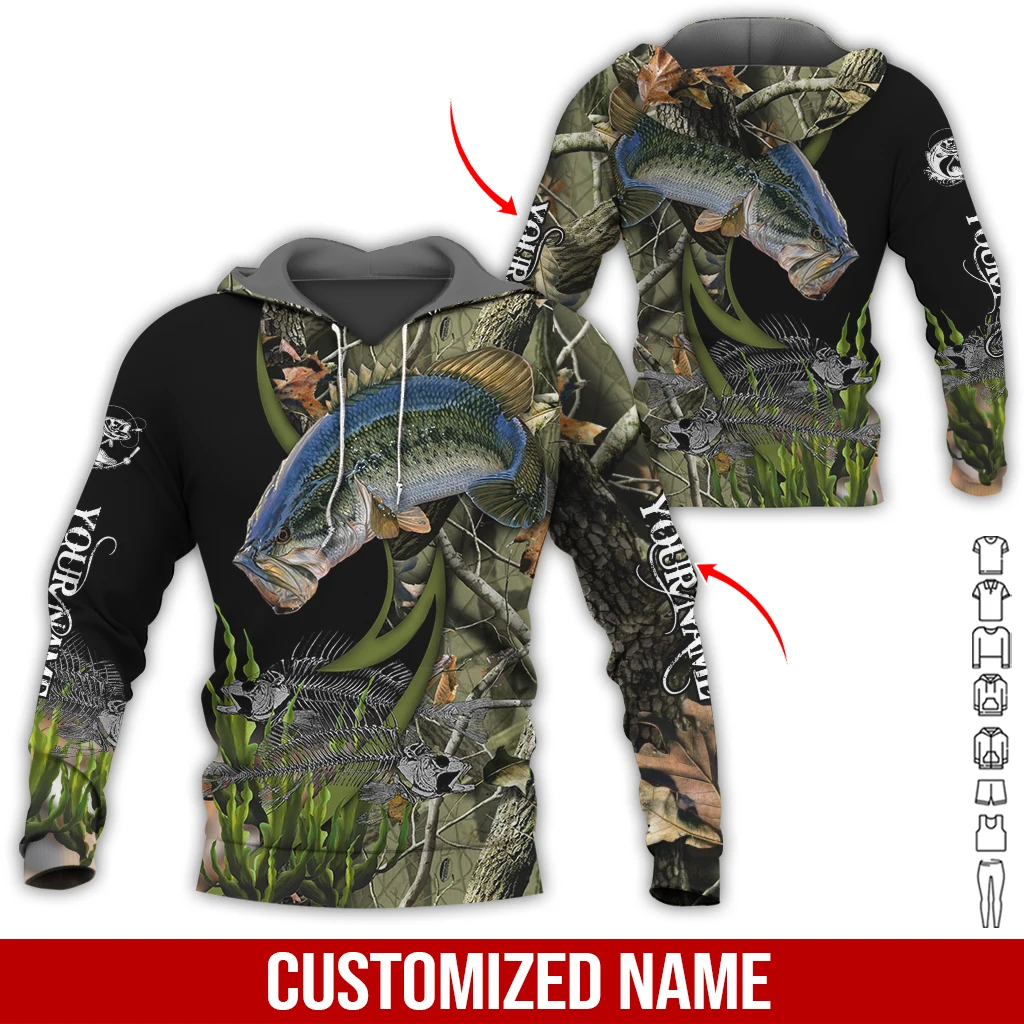 

PLstar Cosmos Largemouth Bass Fishing Customize Name 3D Printed Men's Hoodie Unisex Casual zipper Hoodie Autumn Tracksuits KJ997