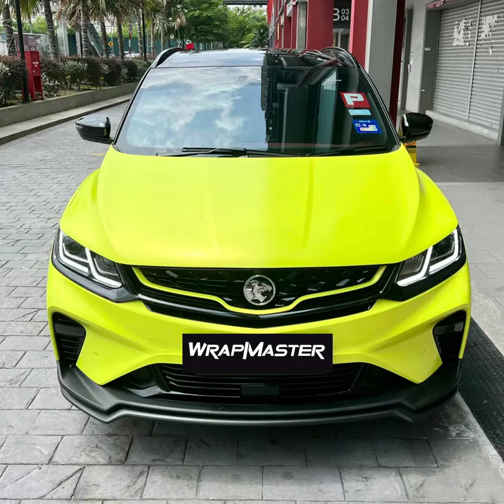 

Wrapmaster 5M/10M/18M Personalized Car Wraps Satin Metallic Fluorescence Yellow Vehicle Graphics Vinyl