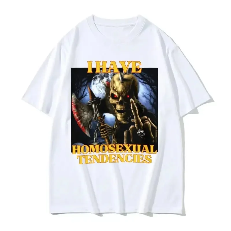 لدي مثلي الجنس المائل مضحك الهيكل العظمي الصلب ميمي تي شيرت 2025 الصيف الرجال النساء موضة Harajuku كول خمر القطن تي شيرت