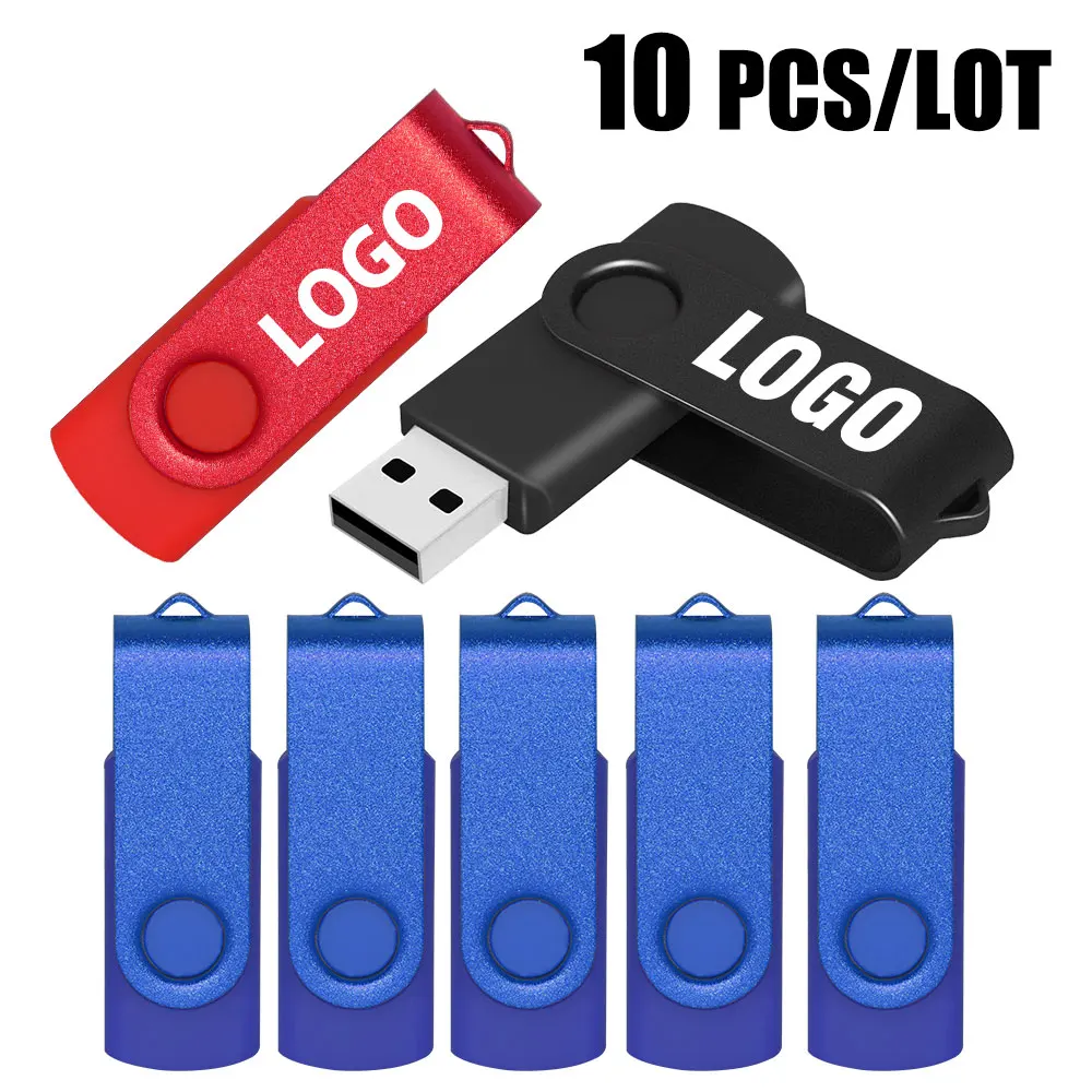 금속 USB 2.0 플래시 드라이브, 펜 드라이브, U 디스크, 메모리 셀, USB 스틱, 선물용, 64GB, 32GB, 16GB, 8GB, 4GB, 10 개/로트