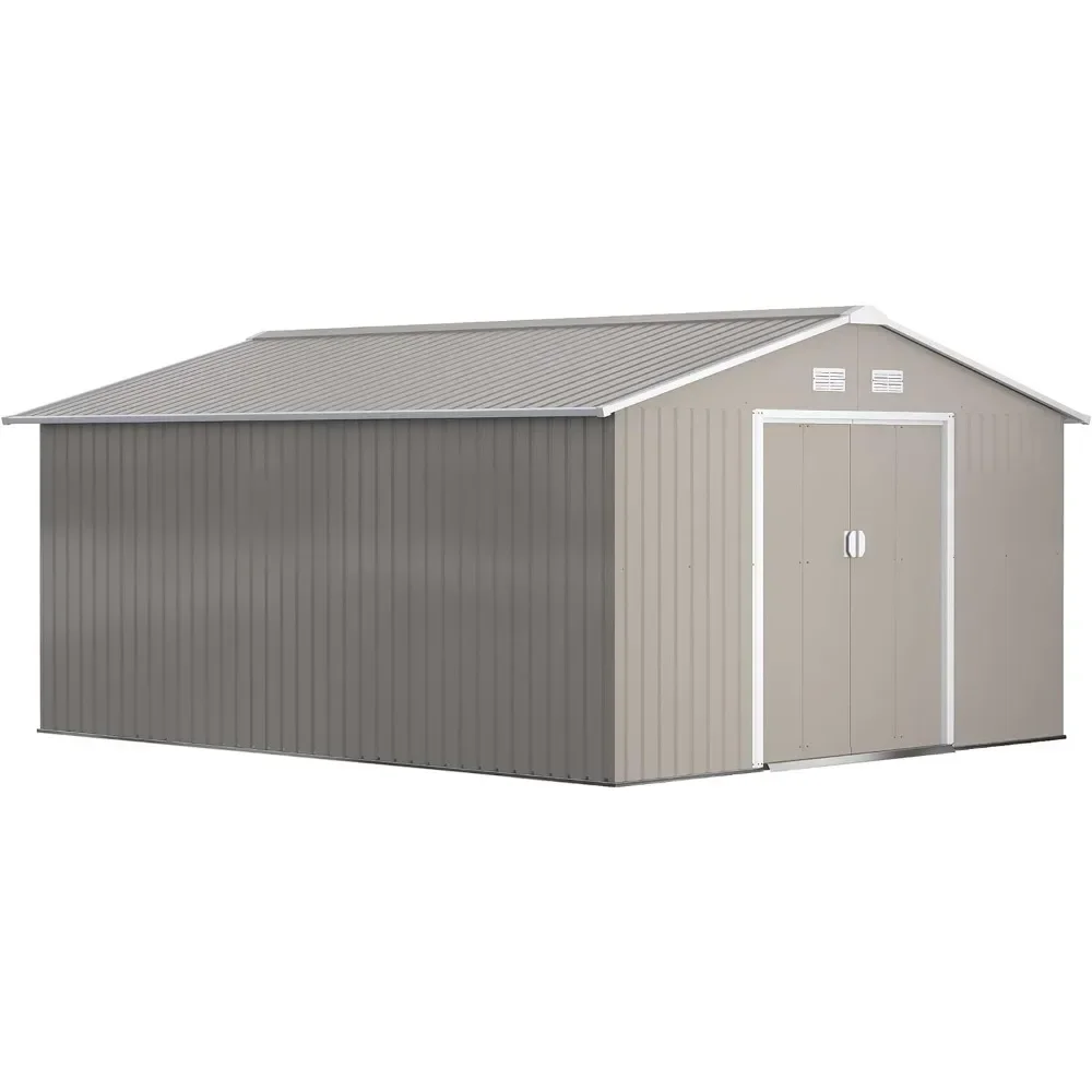 11 'x 13' outdoor storage shed, garden tool room with basic kit, 4 ventilation openings and 2 simple sliding doors