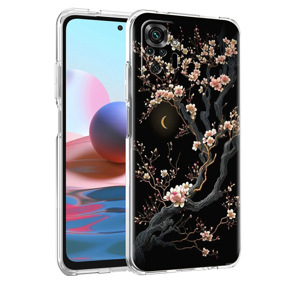 Gold Foil Art Phone Case Cover for Redmi 12 Note 10 11 11T 7 8 8T 9 K40 Gaming 9A 9C Pro Plus 5G Transparent Shell Coque Capas