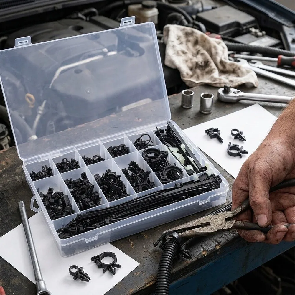 200pcs Vehicle Wire Set Push Mount for Managing Wires Hoses and Tubing Multiple Automotive Applications 200pcs