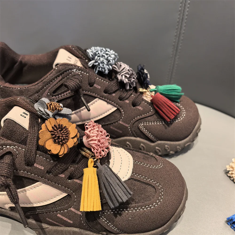 

Multi-colored leather flowers Shoe laces Charms Sneakers Decorations Fashion Shoe Charm Buckle 1Pcs