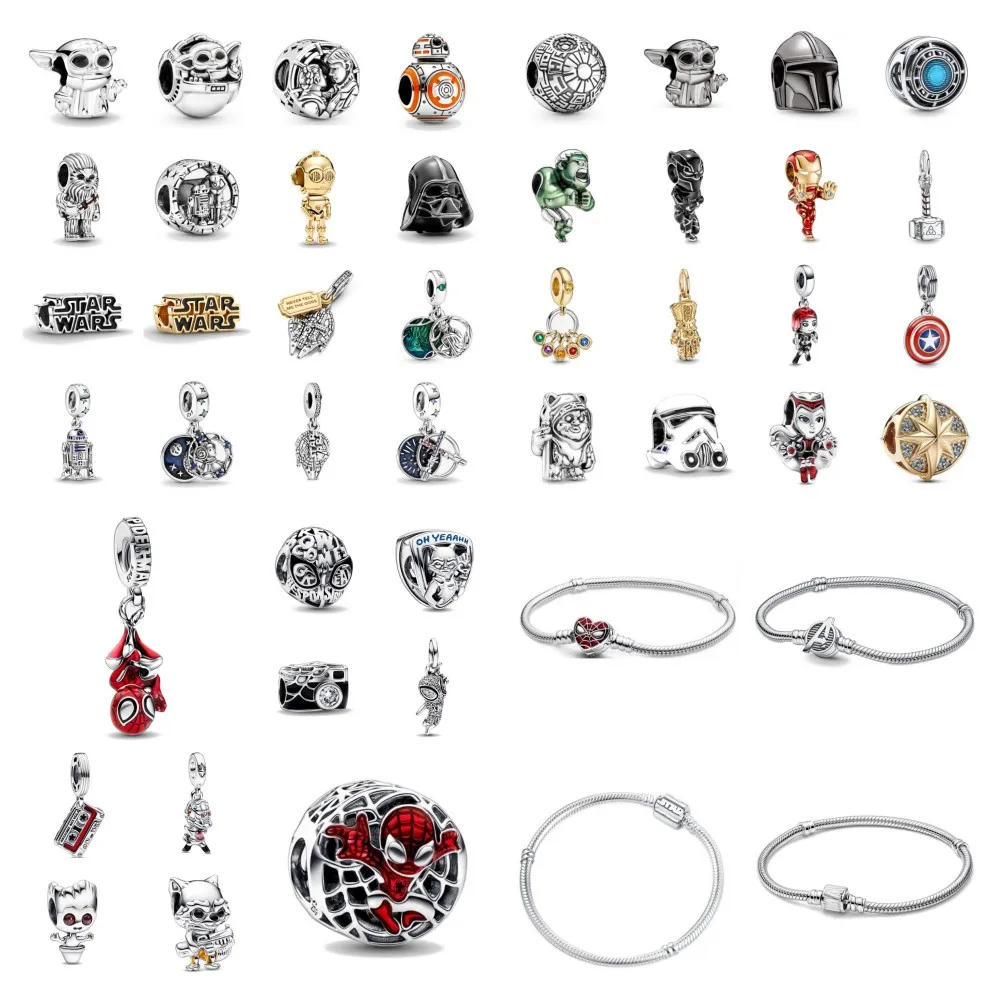 New Hero Red 925 Sterling Silver Plated Diy Beads Fit Original Bracelet Women Pendant For Jewelry  Dangle Gift