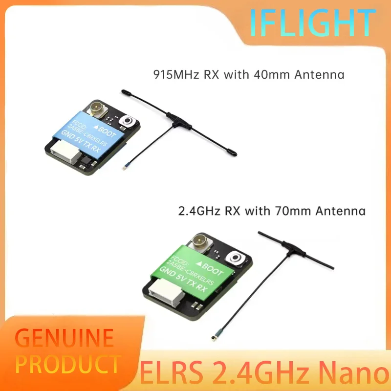 

IFlight ELRS 2.4GHz/915MHz Nano RX Open source Receiver W/ 70mm 40mm Antenna Dual-Band for RC FPV Racing Drone