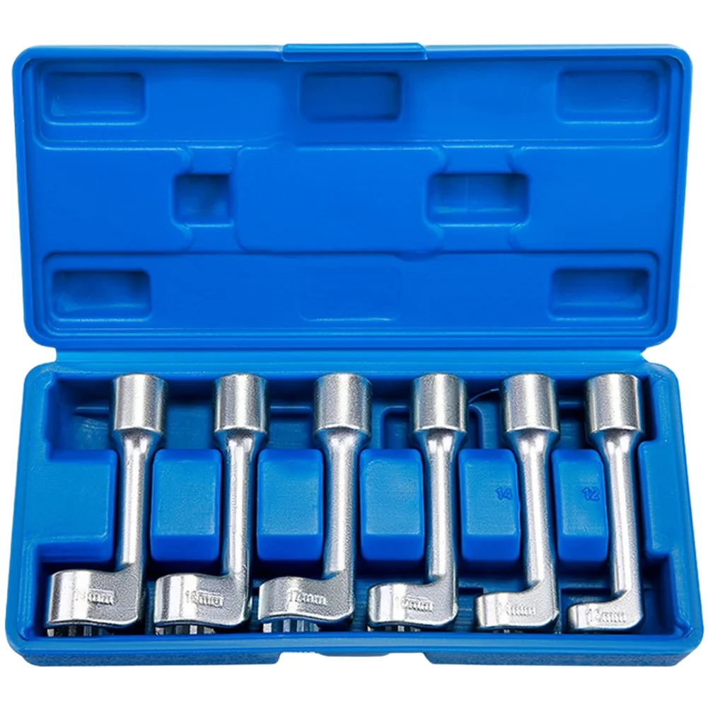 6Pcs 1/2 Inch Drive L-Shaped Diesel Fuel Injector Line Socket Wrench Set High Carbon Steel For Engine Repair Tool