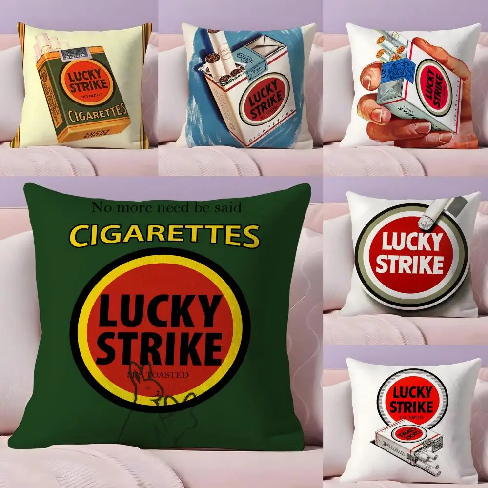 

Luxury L-Lucky C-Cigarettes Pillow Case Plush Fabric Soft Double-Sided Printed Sofa Home Decor Fine Winter Gift Cushion Cover