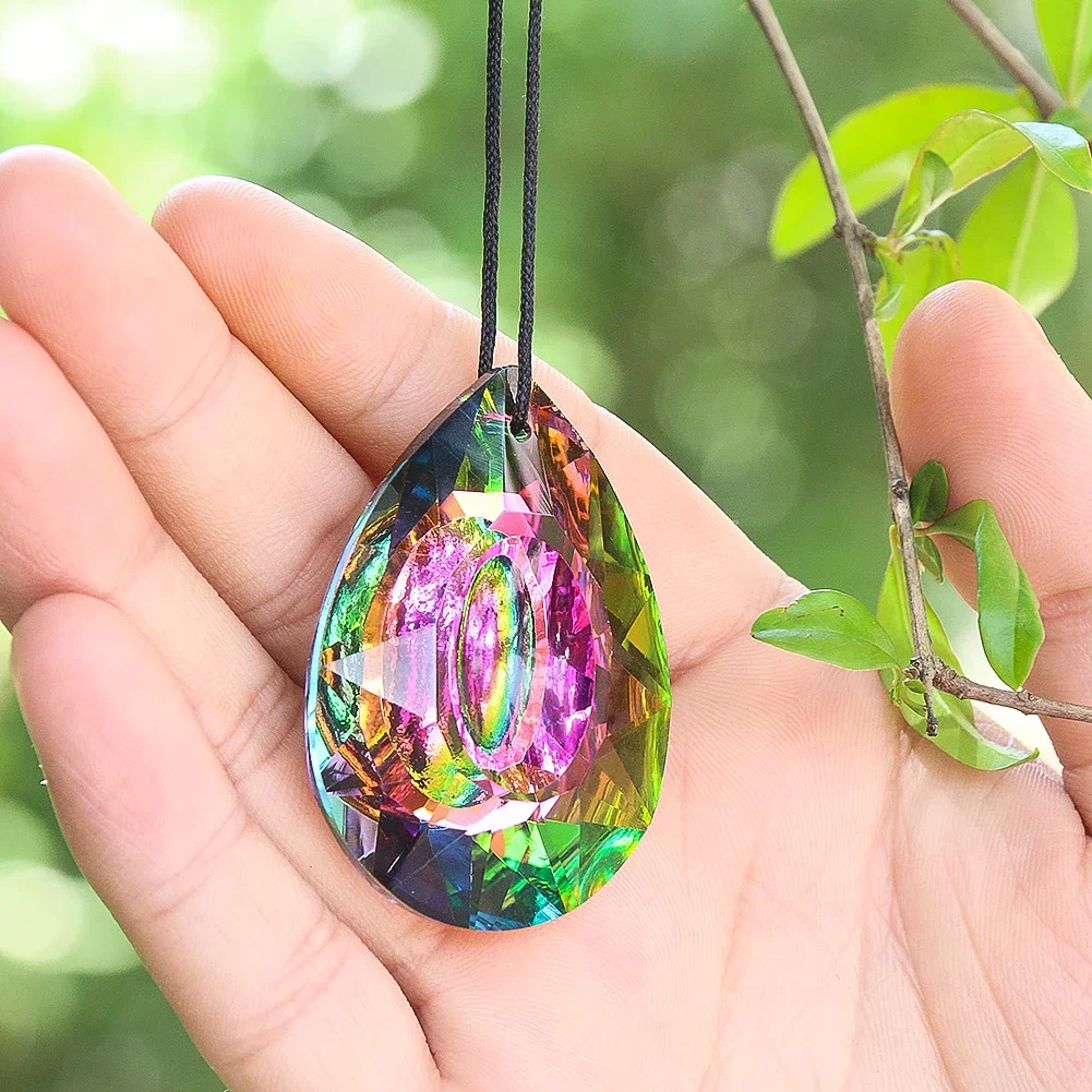 

50MM Dragon Eye Teardrop Crystal Pendant Glass Art Crystal Prism Faceted Chandelier Parts DIY Home Wedding Decor Sun catcher