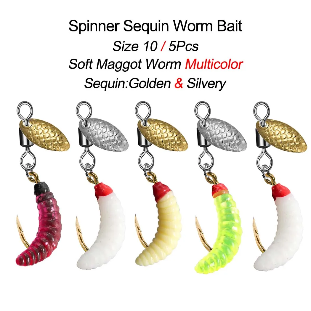 5 Stücke/10 Stücke Spinner Pailletten Wurm Köder Fliegen Angeln Köder Haken Für Forelle/Steelhead/Salmon/Bass