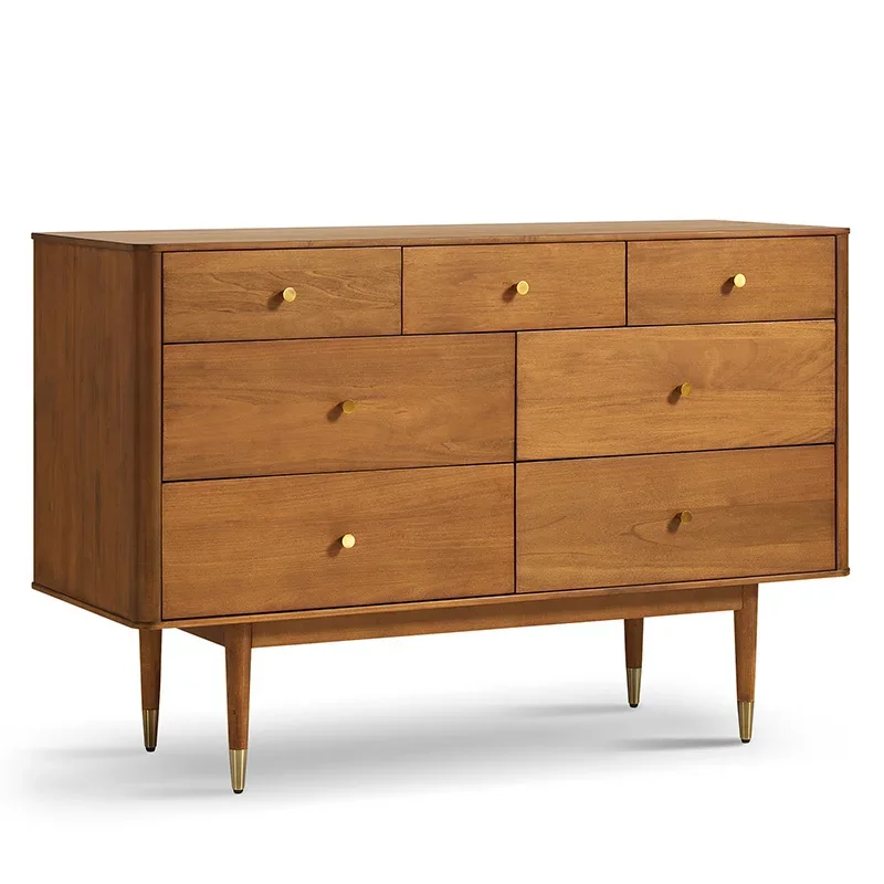 

Solid wood nine-chest cabinet retro storage dining side cabinet Nordic living room bedroom small apartment six-bucket storage