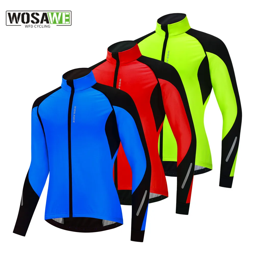 WOSAWE Bicycle Men\'s Jacket Winter Windproof Cycling Jacket Fleece Warm Riding Outdoor Running Sports Jacket for Hiking