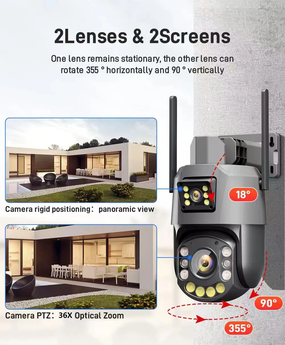 60W 30AH Solar Cctv 200M Long Range Surveillance 50x Dual Lens Zoom 6MP Icsee App 4g Europe Kit