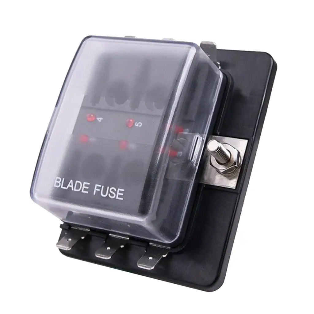 

Plastic 6 Way Blade Fuse Panel Motorcycle Circuit Block with LED Indicator for Car Marine Boat