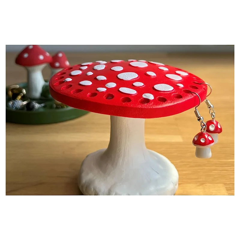 2PCS 26 Holes Mushroom Earring Holder Earrings Storage Rack Resin Display Rack Jewerlry Stand Organizer