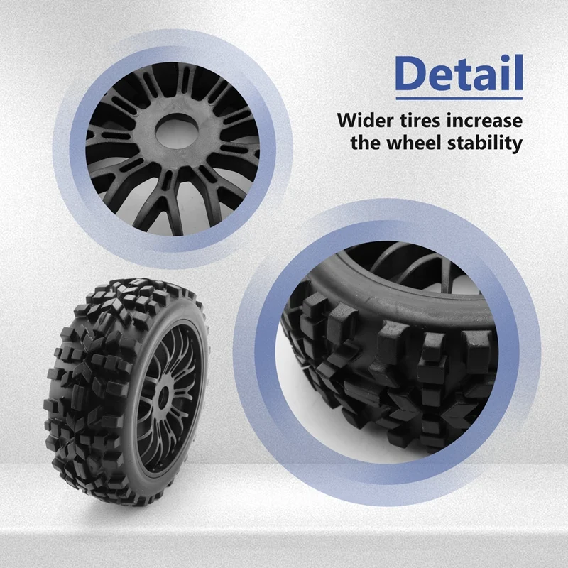 4Pc RC Buggy Wheels And Tyres With Hex 17Mm Wheels Rims 1/8 Scale Off-Road Car For 1:8 RC On-Road Buggy Car