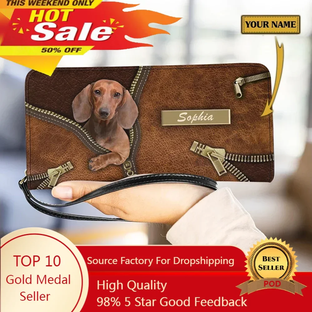 

Cute Dachshund Fashion Women Wallets Brand Long Zipper Wallet Purse Luxury Pu Leather Female Clutch Card Holder Cartera Mujer