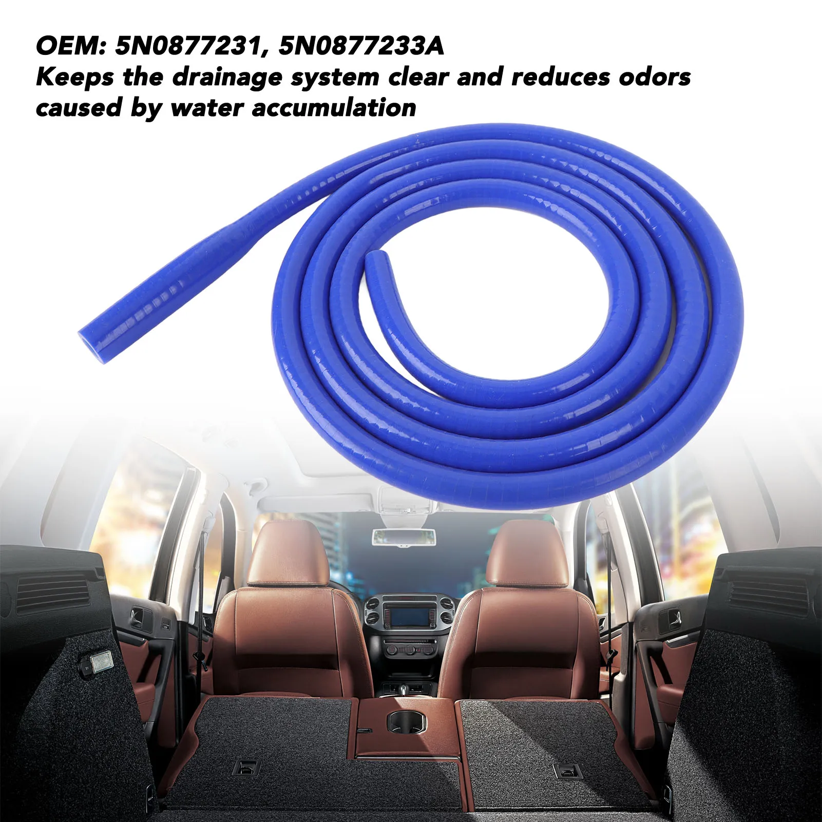 Car Sunroof Drain Hose Silicone Prevents Water Leakage Efficient Drainage Flexible 5N0877231 for VW Tiguan 2007-2018 view 3