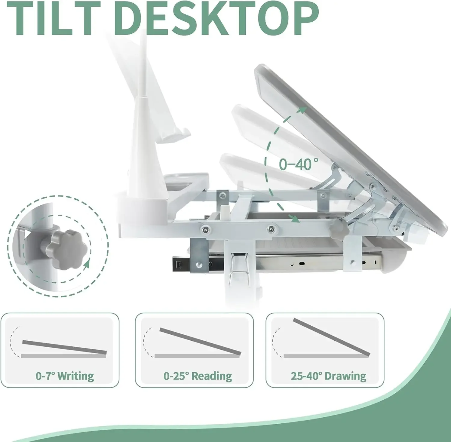 Scrivania e sedia funzionali per bambini Set scrivania ergonomica regolabile in altezza per bambini con supporto per libri da tavolo inclinabile luce a LED