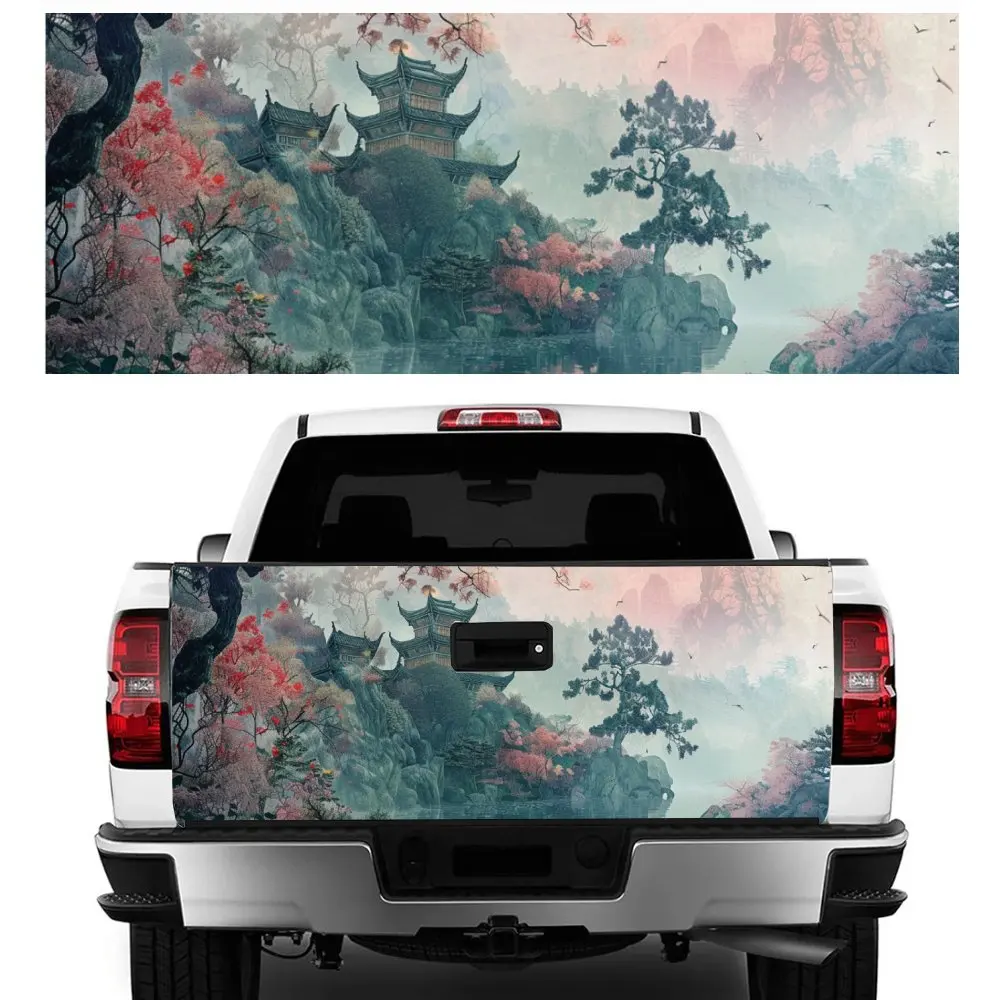 

Ink Chinese Style Landscape Print Car Tail Trunk Protect Vinly Decal Auto Accessories Hood Decor Sticker for Off-road Pickup