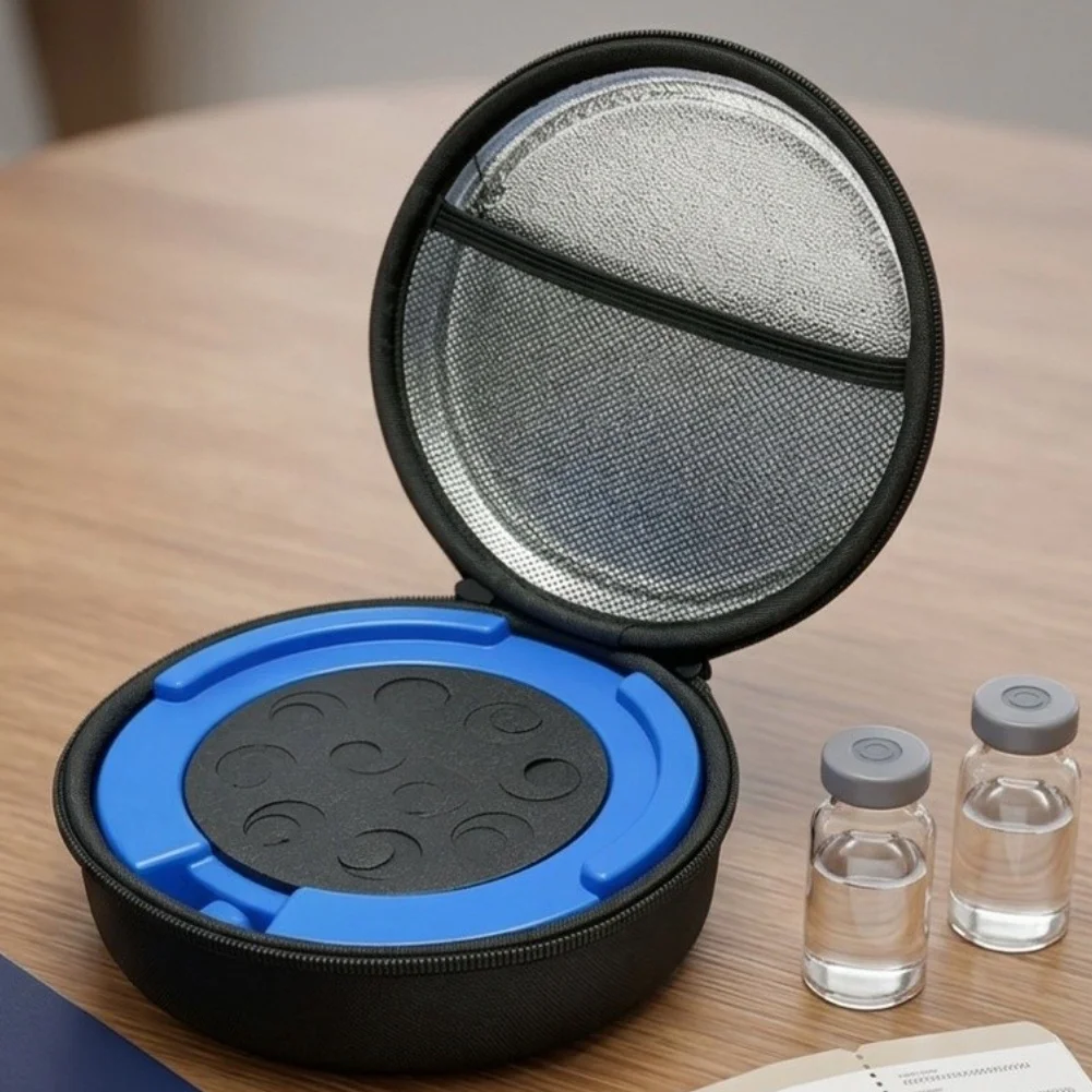 Insulin Vial Storage Cooler Travel Case with Ice Brick 9 Slot EVA Bag for Diabetics 3ml and 10ml Compatibility