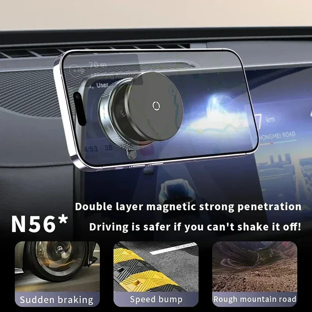 Multi-functional Magnetic Phone Holder Car Mount with Vacuum Suction Cup Hands-Free for Gym Mirror Smooth Surfaces - view 3