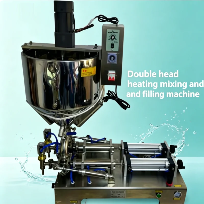

Pneumatic Double Head Lipstick Heating Stirring Filling Machine Commercial Mixing Funnel Liquid Paste Packaging Machine