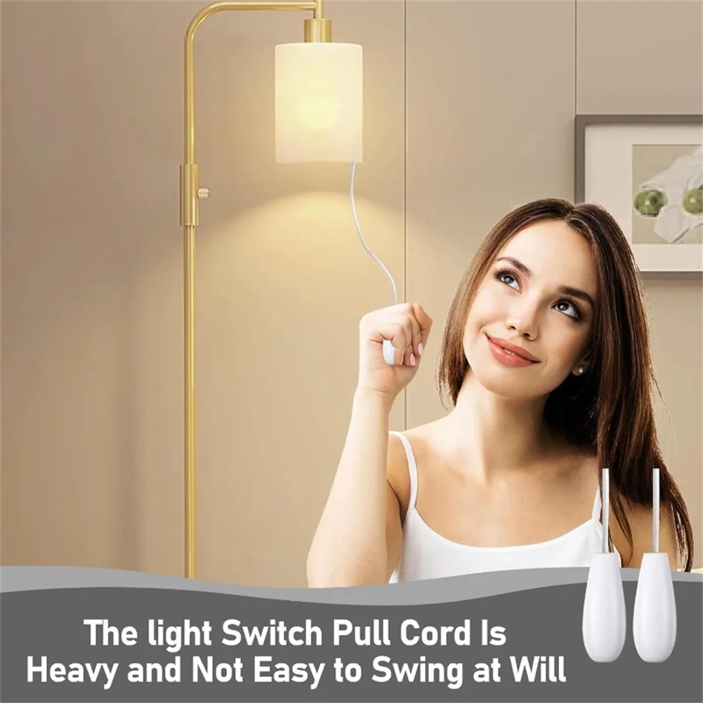 Light Pull Handle Kit 2 Pieces with 150cm Cord for Indoor Ceiling For Fans Chandeliers and Pull Chain Switches