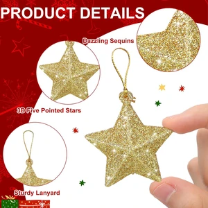Golden Glitter Star, Christmas Tree Pendant Pendant, Home Decorations, New Year's Party, Gift DIY, 2024 10 Main Sales Star Pendant - №10