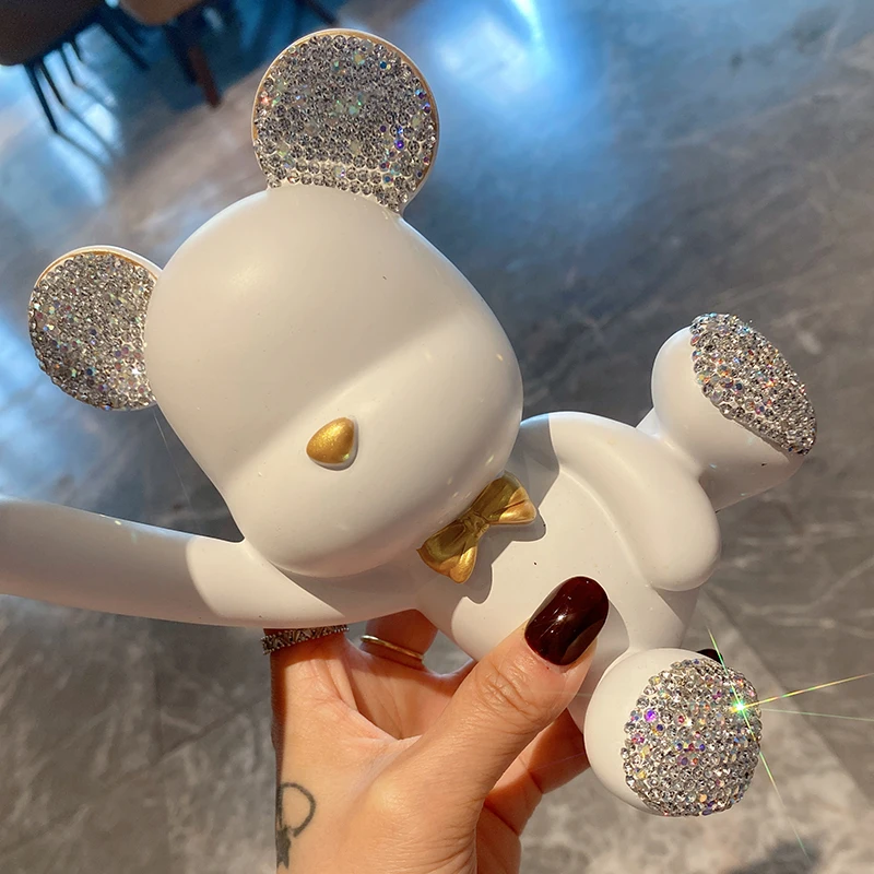 Поднос для сидения с бриллиантовым медведем, аксессуары для хранения, фигурка, держатель для ключей, украшение для стола, подарок, товары для дома