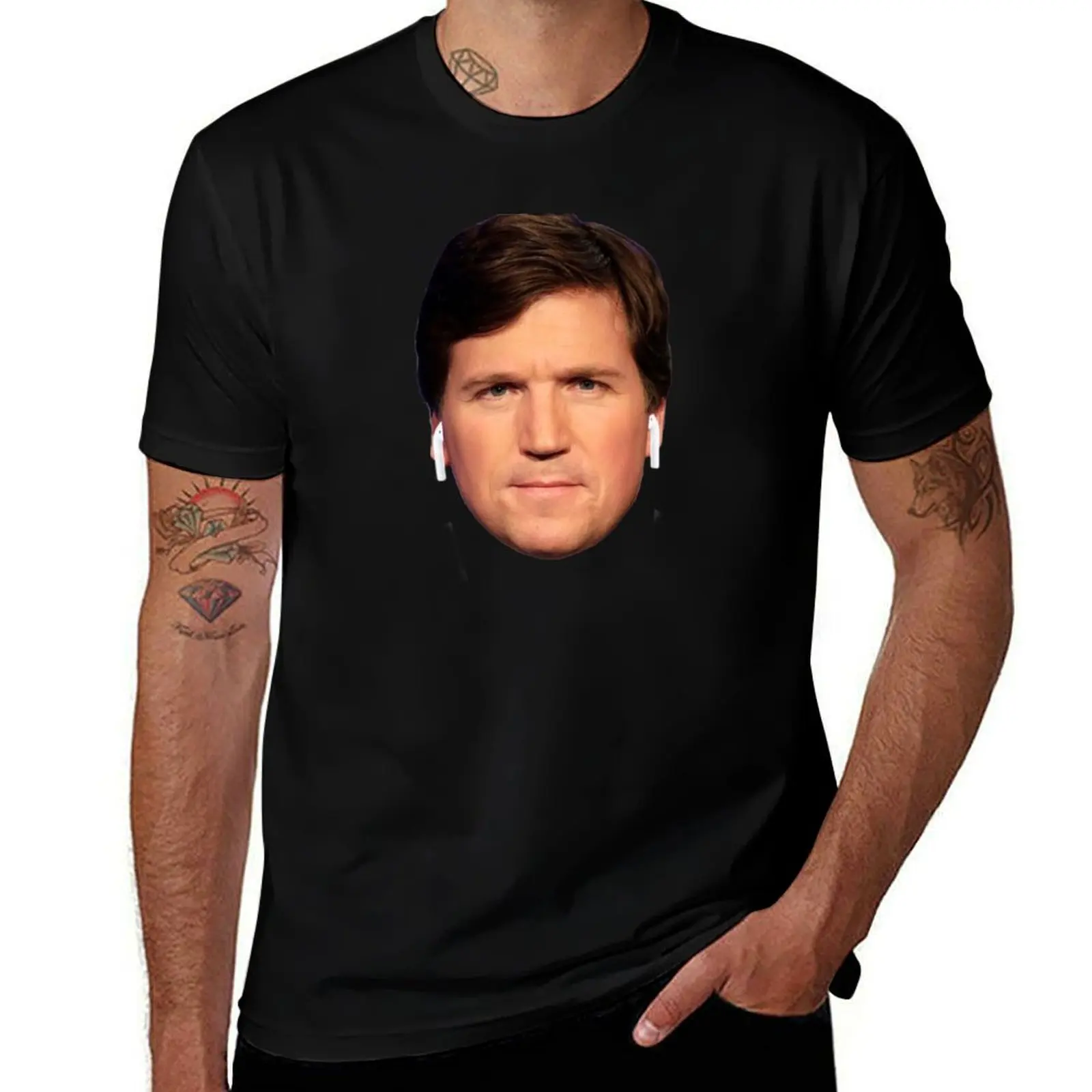 

Tucker Carlson Airpods T-Shirt Non-Shrink Basic Cotton T-Shirt