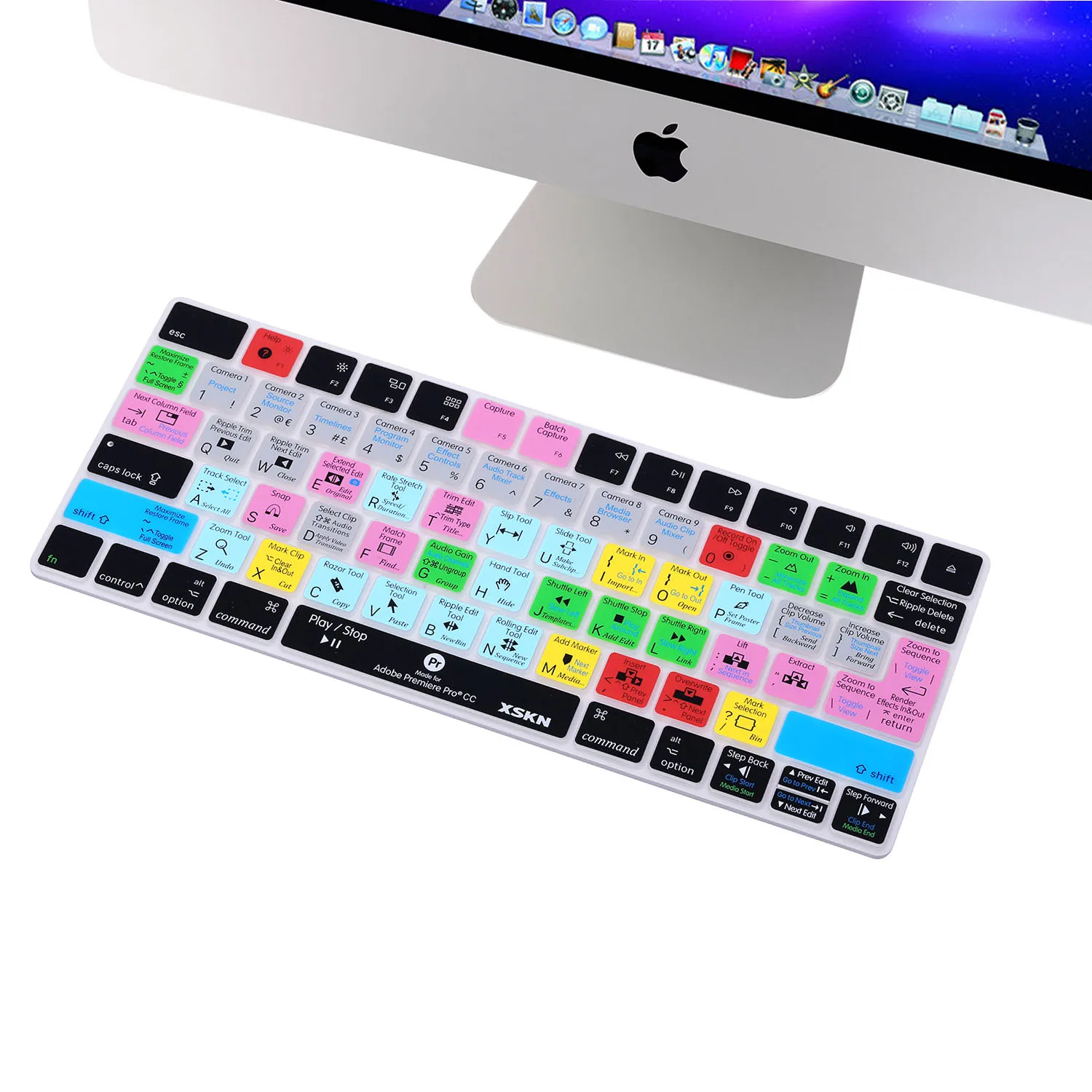 

XSKN Premiere Pro Shortcuts Keyboard Cover for iMac Magic Keyboard A1644 Functional Hotkeys Silicone Skin Laptop Protective Film