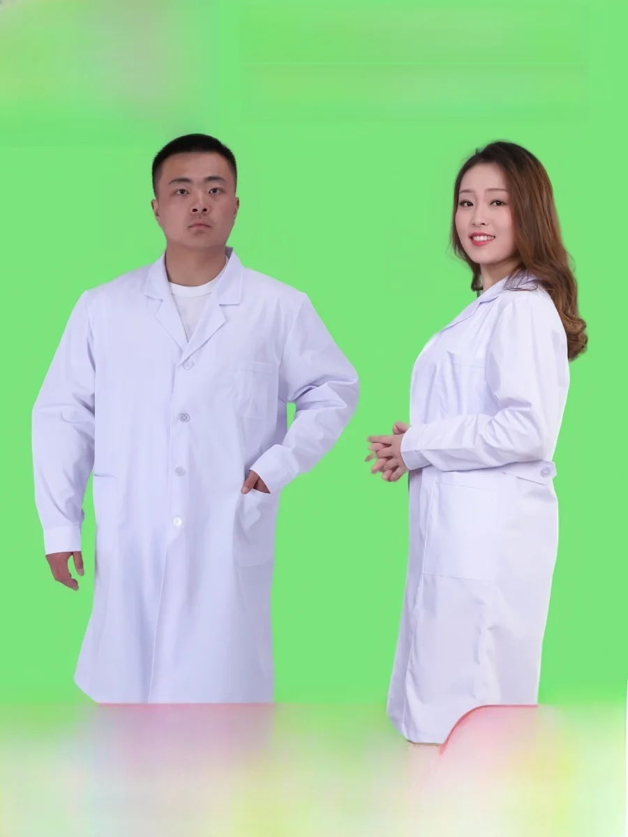 

Loose Thick Long Sleeve White Lab Coat Unisex Short Sleeve plus Size Doctor's Uniform Women's Style Cotton Polyester Blend Wo...