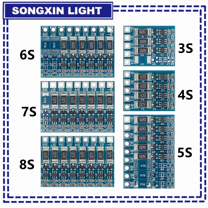 3S 4S 5S 6S 7S 8S 21V 4.2v Li-ion Balancer 18650 Balncing Full Charge Battery Balance Function Protection Board