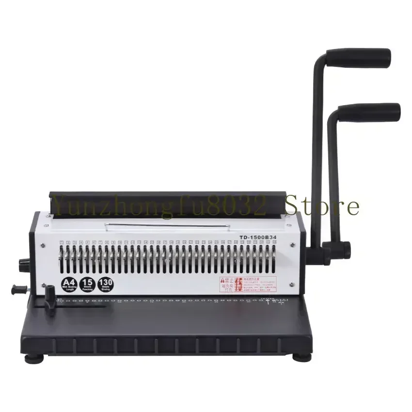 TD-1500B34 Manual Spiral Wire Binding Machine Metal 34 Punching Hole Square 4*4mm Photo Album A4 Paper Binder Puncher Machine