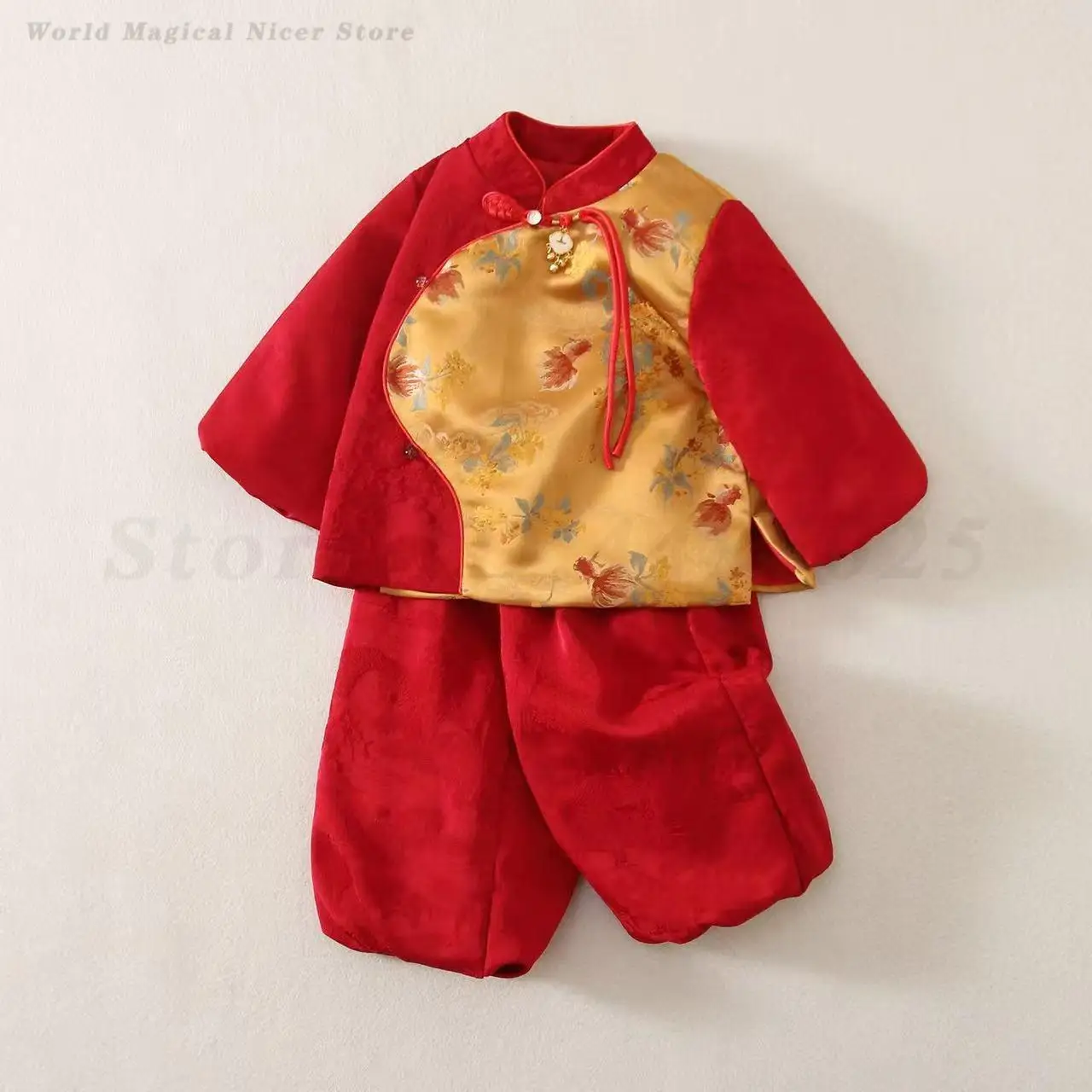 Vestiti Tang in stile cinese per bambini Primavera Festivo Capodanno Hanfu Regalo Neonato Tang Suit Bambini Vintage Top a maniche lunghe Pantalone
