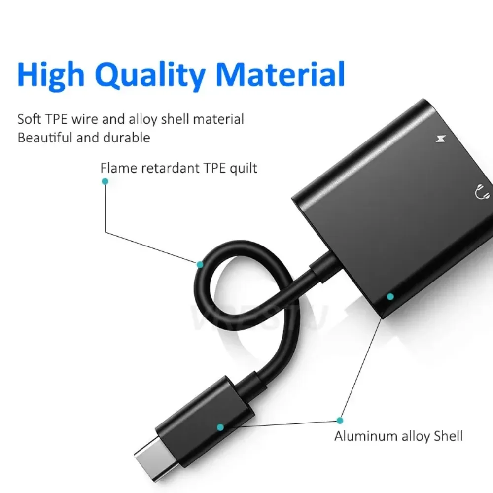 نوع C مقسم صوت 10 واط سماعة 3.5 مللي متر محولات الصوت لشاومي 8 9 سامسونج USB C إلى 3.5 مللي متر جاك سماعة شحن محول