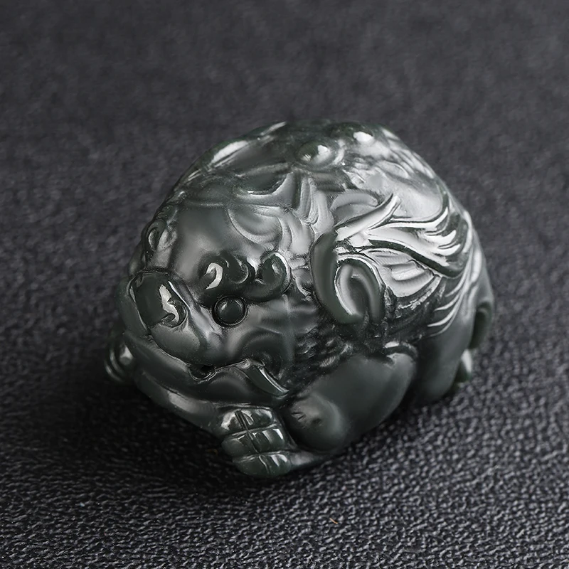 Top Natural Hetian Jade Hand-held Hand Carved Three-dimensional Production Qing-Jades Pendant Necklace Handring Fine Jewelry
