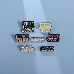 JESUS FREAK CLUB Enamel Pins Funny Jesus Quotes Brooches Lapel Badges Jewelry Gift For Religious Belief Friends Wholesale