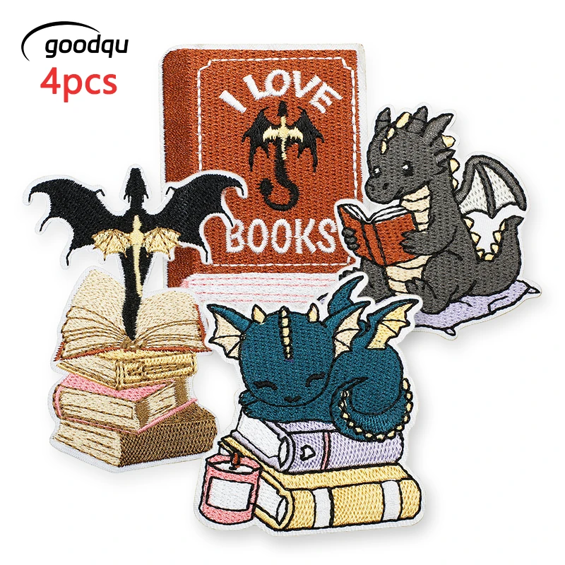 4pcs Dinosaur Patches For Clothing Kids Boys Animals Iron On Lot Embroidered Patch Book Jacket Thermoadhesive Sew Cute Wholesale