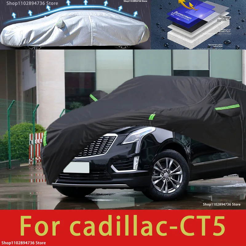 

For cadillac ct5 suv fit Outdoor Protection Full Car Covers Snow Cover Sunshade Waterproof Dustproof Exterior black car cover