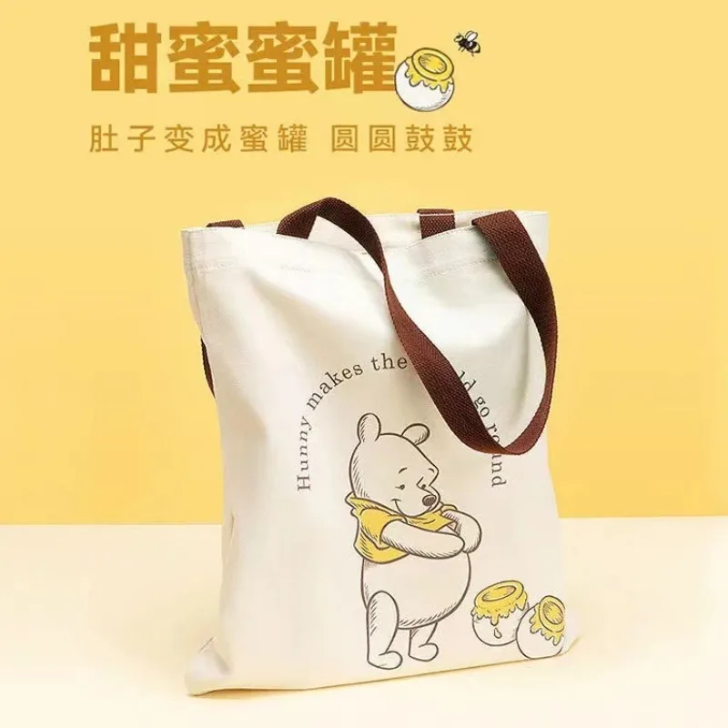 Disney Winnie The Pooh Peripheral Cartoon Women\'s Canvas Bag Single Shoulder Large Capacity Work Niche Portable Canvas Bag