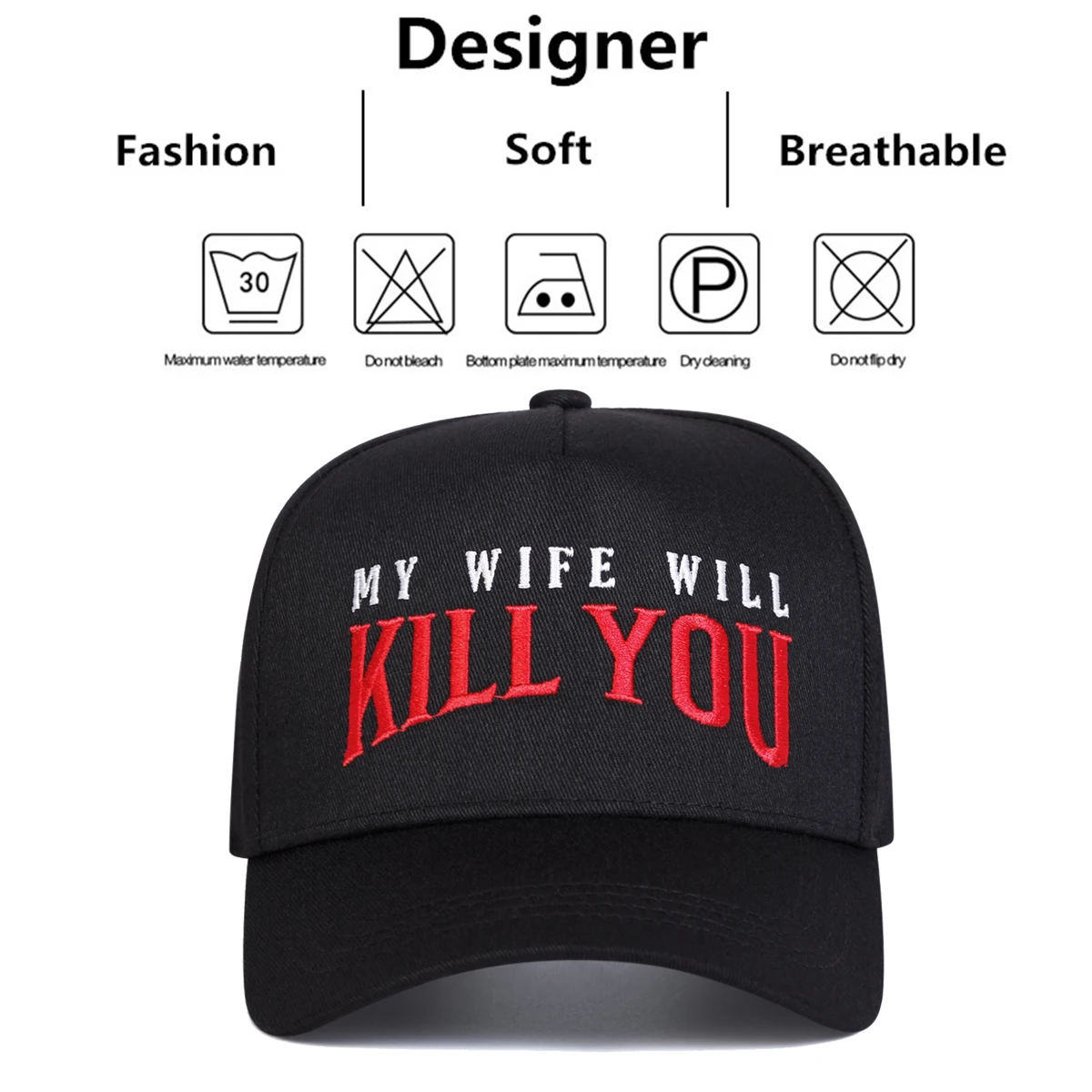 للجنسين زوجتي سوف تقتلك قبعات البيسبول المطرزة الربيع والخريف في الهواء الطلق قابل للتعديل قبعات عادية واقية من الشمس قبعة قبعة رياضية #6