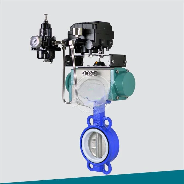 Pneumatic adjustable midline butterfly valve pair PTFE sealed original YT positioner with 4-20MA signal