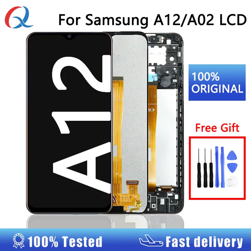 Экран pantalla для samsung galaxy a12 lcd a125f a127f a02, сменный экран мобильный телефон Lcds для Samsung A12, дисплей с рамкой