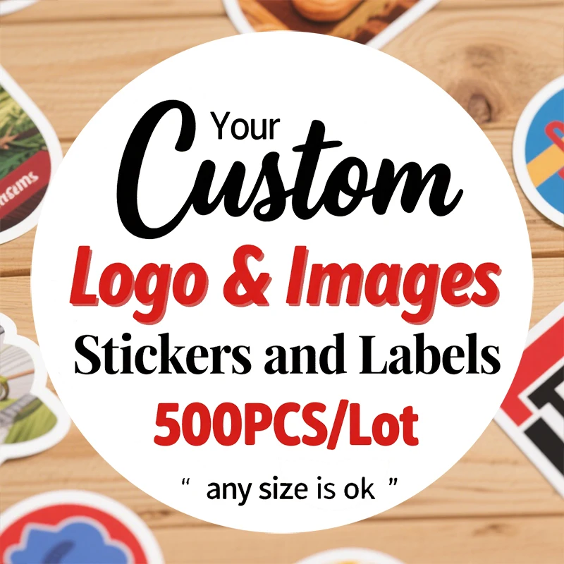 

500PCS Custom Stickers Customized Logo Labels Wedding Birthday Baptism Packaging Print Your Own Sticker Personalized Stickers