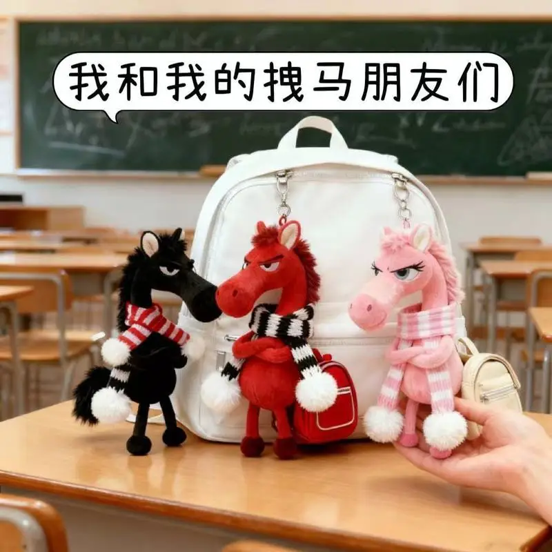 2026 Jahr des Pferdes Maskottchen Pferd Anhänger Kreative Cartoon Schwarzes Pferd Plüsch Schlüsselanhänger Anhänger Tasche Ornament Neujahrsgeschenke