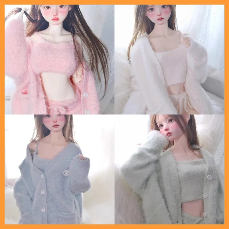 

1/3 1/4 Scale Soft Comfortable Sexy Tight Strap Loose Cardigan Sweater Strap Short Shorts 3-Piece Set Fit 3point 4point Big Doll