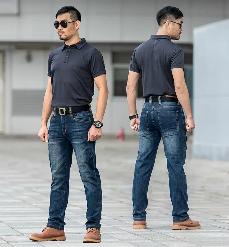 Pantalones vaqueros tácticos para hombre, pantalones Cargo resistentes al desgaste con múltiples bolsillos, pantalones Cargo rectos informales clásicos para negocios al aire libre para hombre