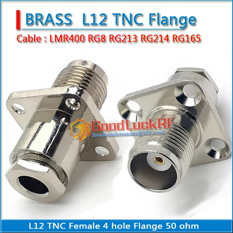 

L12 TNC Female 4 hole Flange Clamp LMR400 RG8 RG213 RG214 RG165 SYV-50-7 7D-FB Cable 25 * 25 mm RF Connector Socket